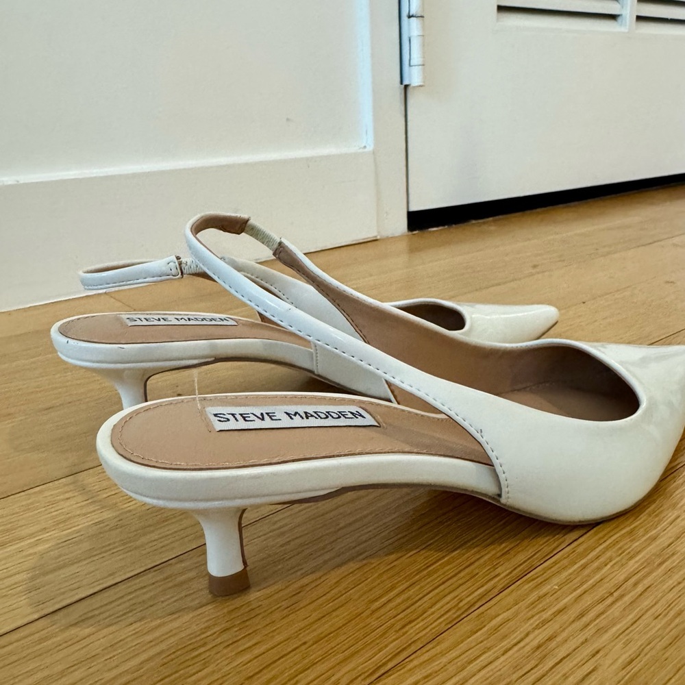 Steve Madden | Kitten Heel Slingback — White, Size 7 - Picture 2 of 3